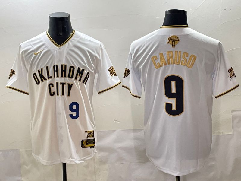 Men 2025 Oklahoma City Thunder #9 Caruso White Gold Nike Joint Name NBA Jersey style 25->oklahoma city thunder->NBA Jersey